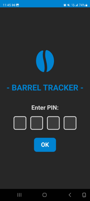 A screenshot of the PIN entry form in dark mode